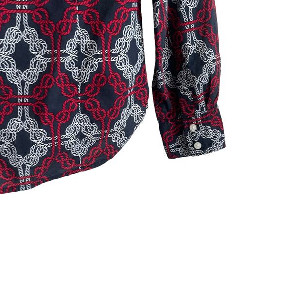 Tommy Hilfiger Women Top S Blue‎ Red Button Up Nautical Print Preppy Academia - Picture 8 of 10